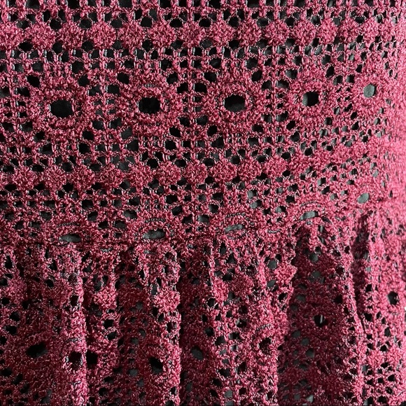 Tommy Hilfiger women’s 10 Red Merlot Dress A-line Crochet Knit Cocktail - Picture 4 of 6